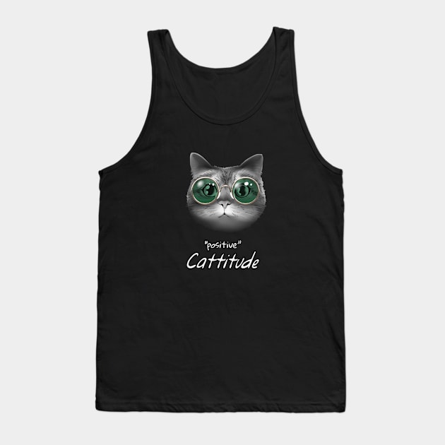 Positive Cattitude Tank Top by Magniftee